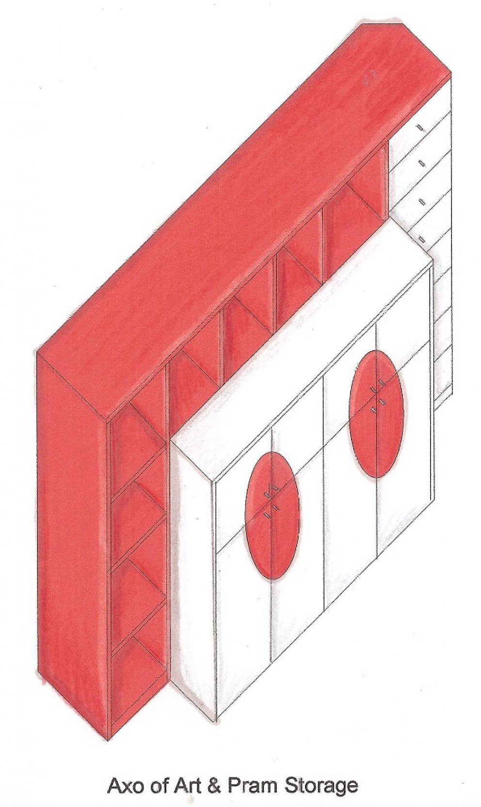 Drawings & Boards | Playroom Axo Drawing of Bespoke unit  | Interior Designers